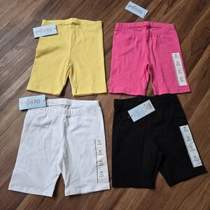 NWT 4T Cat & Jack Girls' Bike Shorts Set of 4 - Pink, Yellow, White, Black